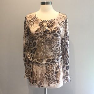 Leopard print chiffon blouse